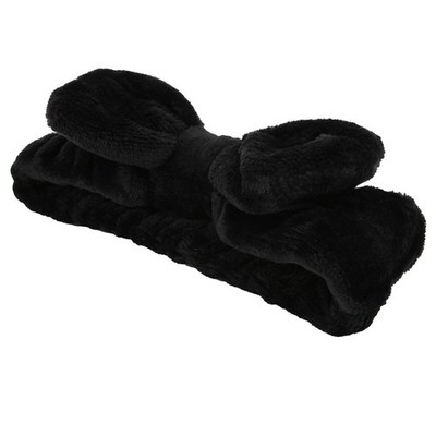 2x Makeup Headband Adjustable Black Hairlace Soft Hair Band With Bow For Sho SET