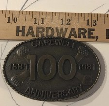 Belt Buckle Capewell 1881-1981 100 Year Anniversary Oval Brass 3.5 x 2.25