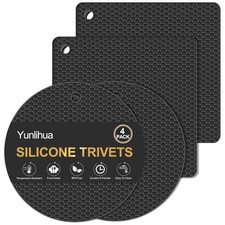 Silicone Trivet Mats, 4 Pack Hot Pads Pot Holders for Kitchen, Heat Resistant No