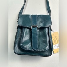 Borsa a tracolla Patricia Nash Cascina nuova con etichetta borsa in pelle di corallo blu invecchiata