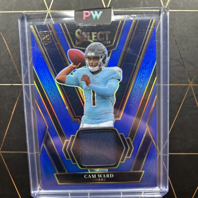 2025 Panini Select - Rookie Swatches Cam Ward #RSW-CWD Blue Prizm (MEM, RC)