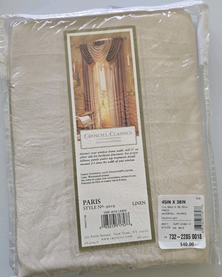 1 Retired Croscill Classics Waterfall Valance Color: Linen Size 45" x 38" - Image 2 of 2