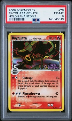 2006 POKEMON EX HOLON PHANTOMS #26 RAYQUAZA-REVERSE FOIL PSA 6