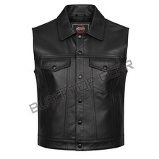 SOA Men's Leather Vest Anarchy Motorcycle Biker Club Concealed Carry Outlaws