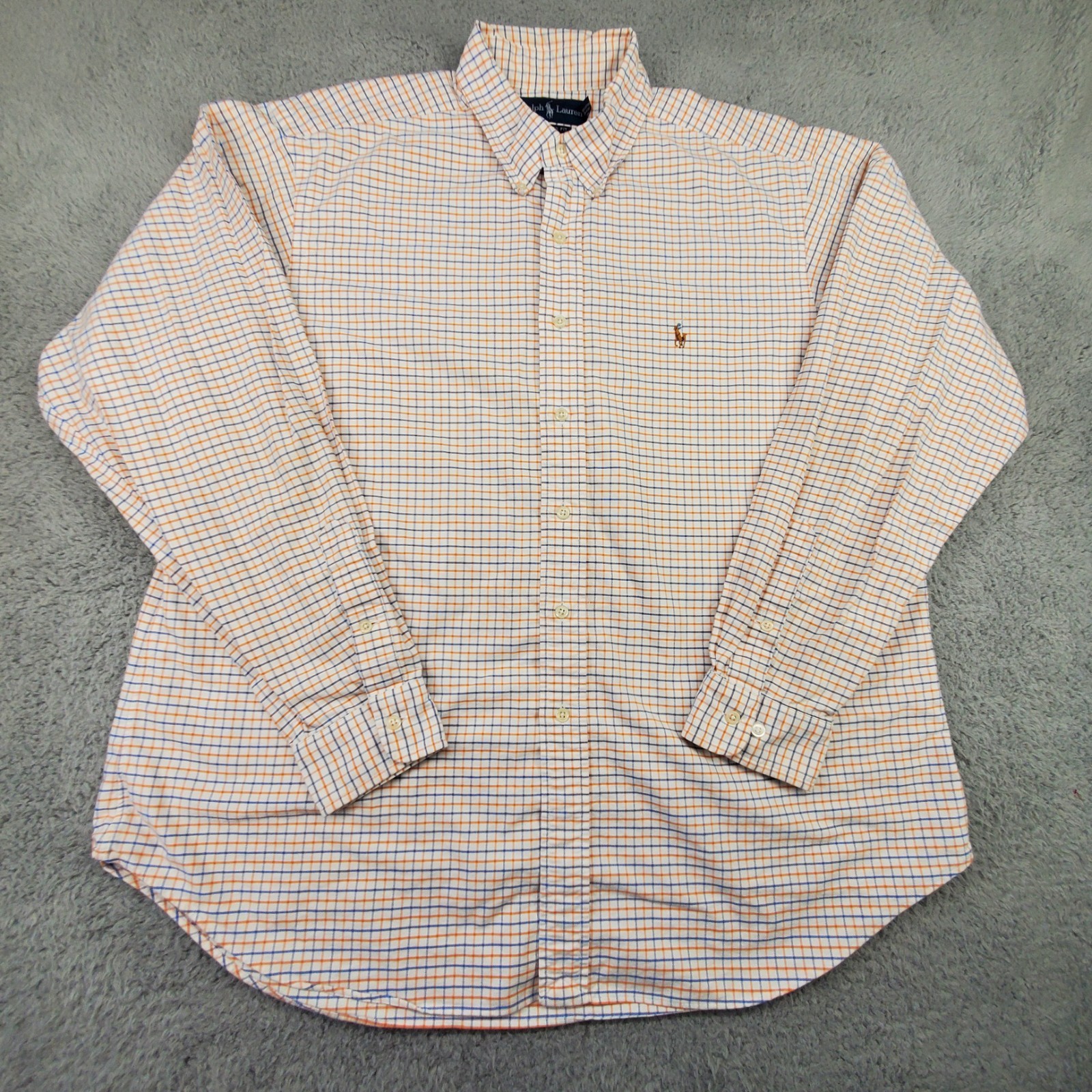Camicia uomo Ralph Lauren 171 2 36 37 bianca Oxford carne pony Acedamia Tattersall