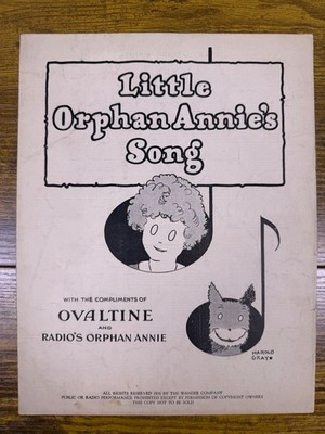 Little Orphan Annie Song Sheet Music Ovaltine & Radio Orphan Annie 1931 Wander