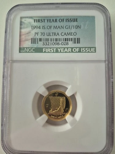 1994 GOLD ISLE OF MAN 1/10 oz ANGEL COIN NGC PROOF 70 ULTRA CAMEO - First Year