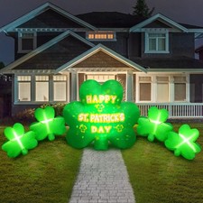 10.5FT Length St. Patricks Inflatables Shamrocks Built in Flash LED Lights fo...