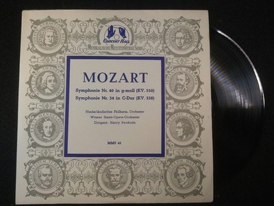 Symphony No. 40 G Minor, K. 550, Symphony No. 34 C Major, K 338. Vinyl 10'' Very 