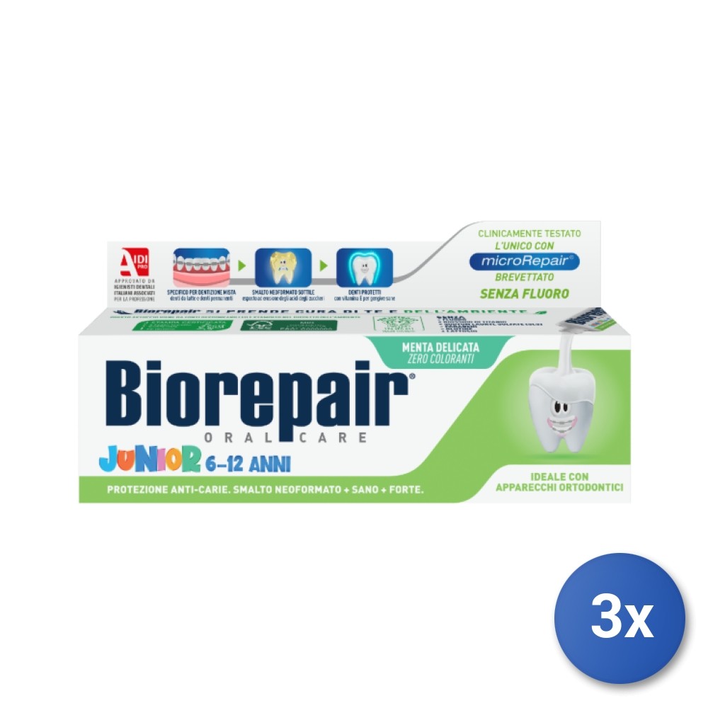 3X Biorepair Toothpaste 75 Ml Junior 6-12 Years