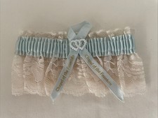 Vtg Lace Wedding Garter Chapel of Fountain Ribbon