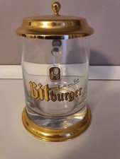Bierkrug Bierglas Bitburger Logo mit Deckel & goldenen Details Geschenkidee NEU