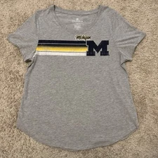 University of Michigan Short Sleeve Tee Shirt Womens XL Gray Colosseum Crew Neck