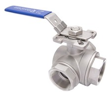 1-1/2" Stainless Steel 316 3-Way Ball Valve-L Port With Mounting Pad 1,000PSI