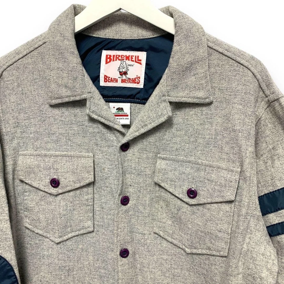 L Birdwell USA Made 2 Stripe CPO Wool Shirt Jacket beach britches coat - Image 2 of 4