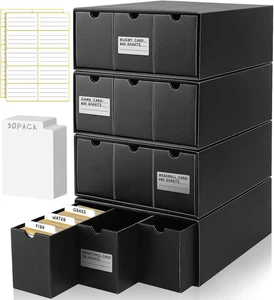 Homthy Trading Card Storage Box, Includes 12 Pack with 50 Card Dividers, Cardboa