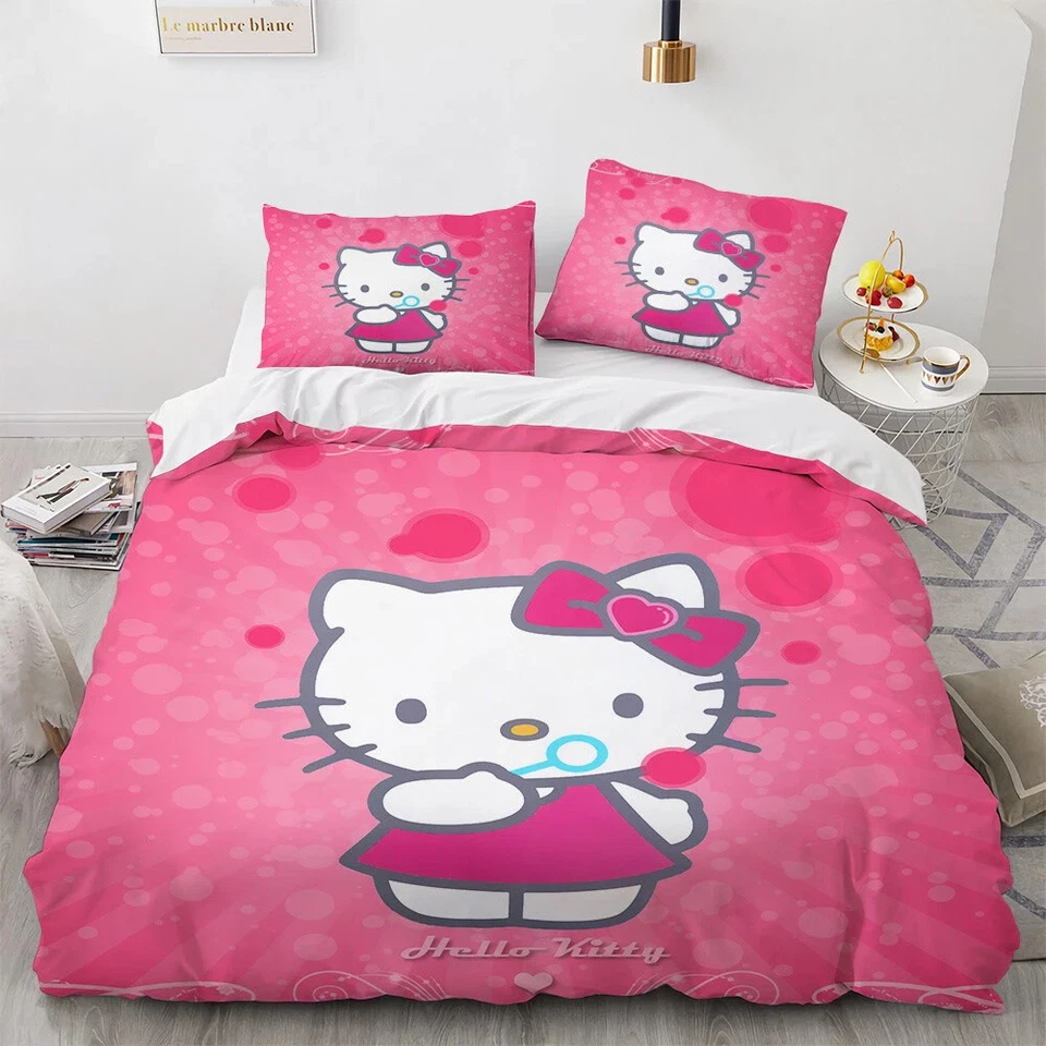 Bed Sets 3D Hello Kitty Bedding Cover Suit King Size Polyester Quilt Cover Set - image 4 of 4