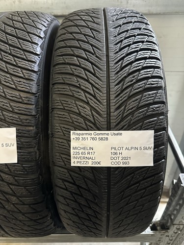 4 PNEUMATICI USATI MICHELIN PILOT ALPIN 5 SUV INVERNALI 225 65 R17 106H DOT 2021 - Foto 20 di 22