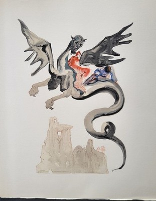 Salvador Dali Divine Comedy ''Inferno 17''  Deluxe ed. OriginalWoodcut  1960