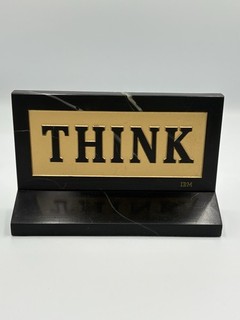 Vintage RARE Early IBM THINK Sign Desktop Faux? Marble/stone Desk Plaque Slogan