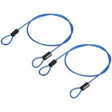 Pack of 2 Security Steel Cable Lock, 1.6feet 2.5mm Vinyl Coated Double Loop Blue