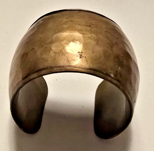 Vintage Hand Hammered Brass Cuff Bracelet Wide Artisan Boho Statement