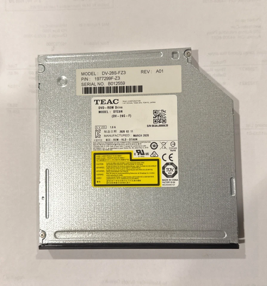 TEAC DV-28S-FZ3 Slim Internal DVD-ROM Drive – SATA - Image 2 of 3