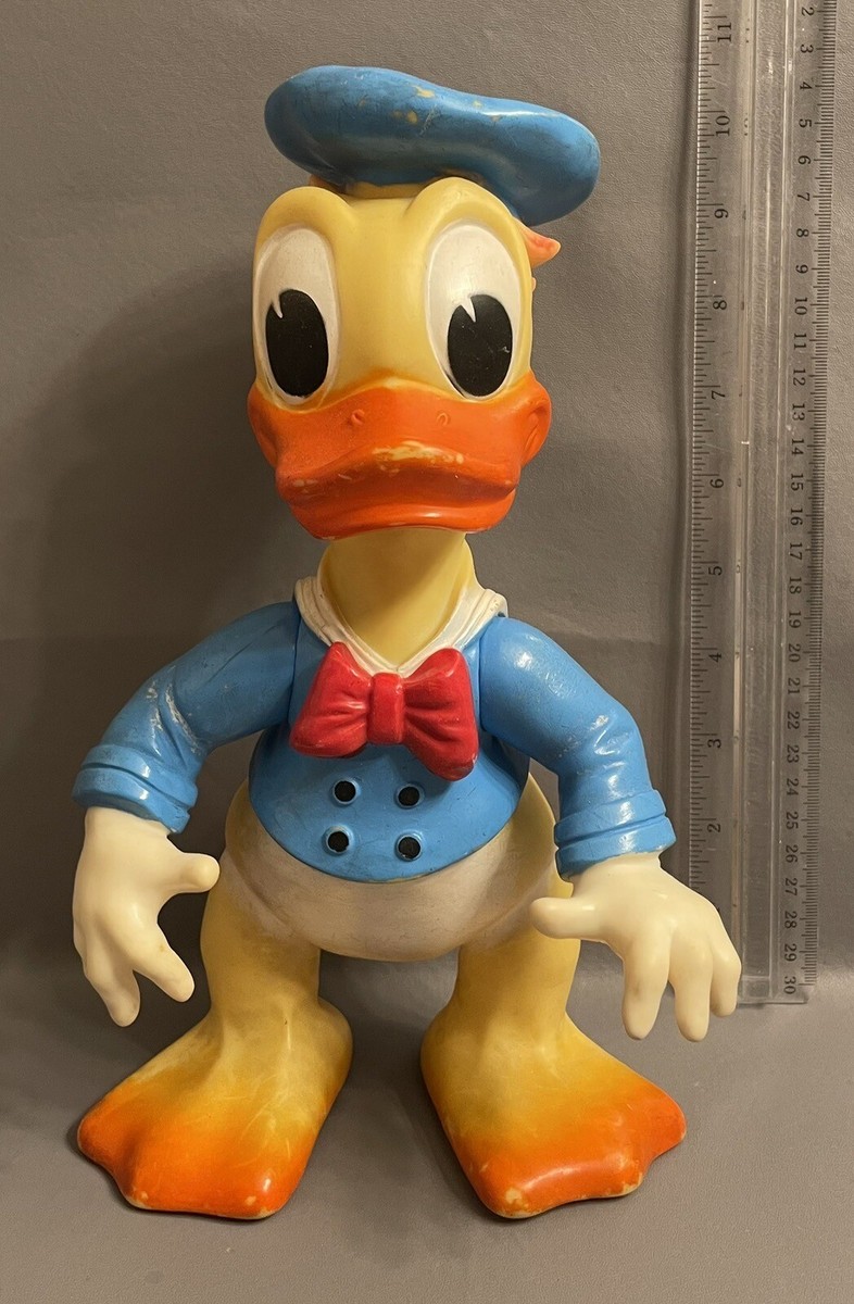 VINTAGE 1960's 10” TALL VINYL DONALD DUCK SQUEAKY TOY- MADE