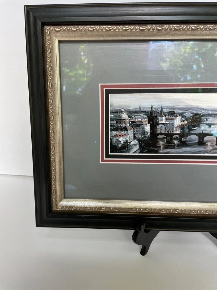 Professionally Framed Prague Cityscape Bridges Art Print 15" x 10" 2012 - Image 2 of 4