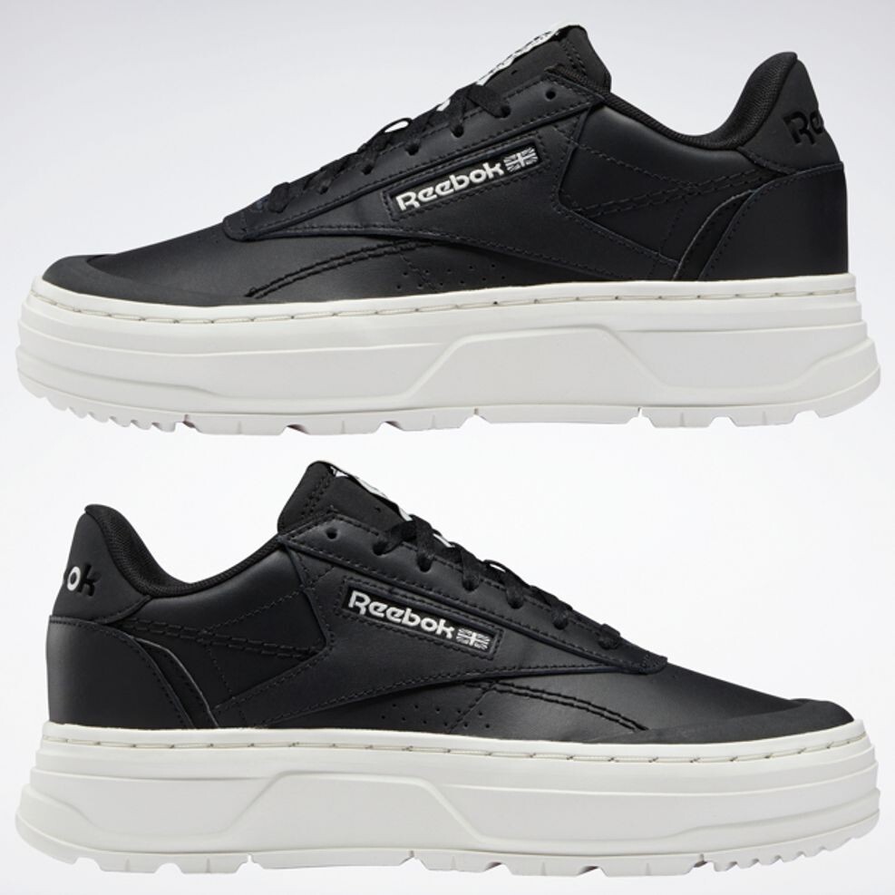 Reebok Women's Black Chalk Club C Double Geo Sneakers Size 10 us H69142 image 3