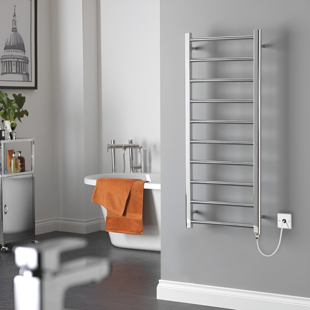 Radiador eléctrico de baño moderno escalera térmica cromo alpino