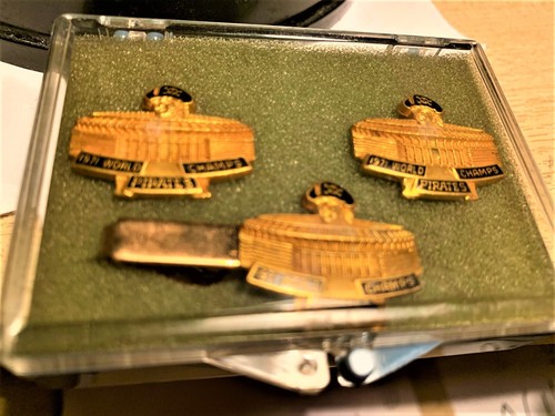 1971 PITTSBURGH PIRATES WORLD SERIES TIE CLIP 2 CUFF LINKS SET CLEMENTE STEELERS - Picture 5 of 5