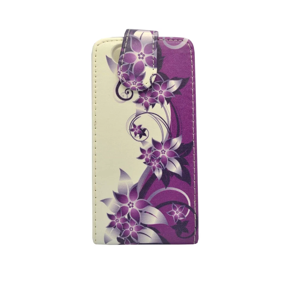 CASE FOR SONY XPERIA Z3 COMPACT PURPLE CREAM FLOWER FLIP PU LEATHER POUCH COVER - Image 3 of 4