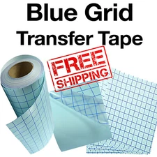 5 sheets-12"x24" Clear Transfer Tape w/Blue Grid- Adhesive Vinyl- Craft Projects
