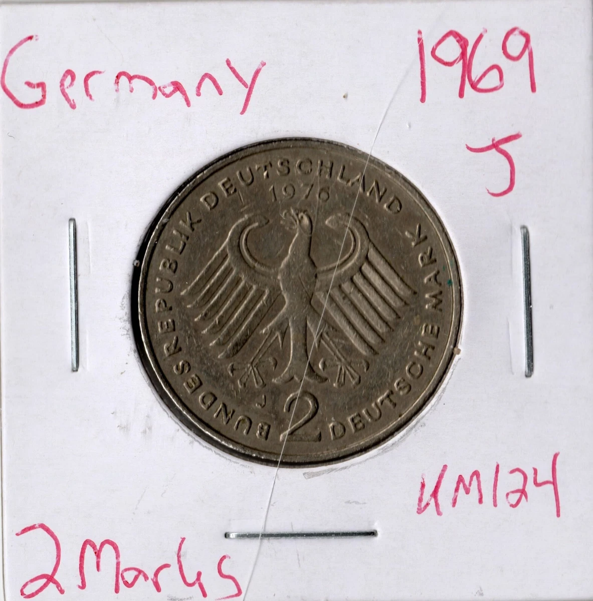 Coin Germany 2 Mark 1969 J KM124 | eBay