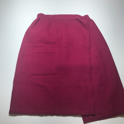 Chakr Linen Wrap Sarong Towel Womens L/XL Maroon Waffle Weave w/ Hook & Loop