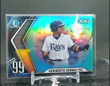 2022 Bowman Baseball Heriberto Hernandez Scouts' Top 100 Chrome Aqua /125 Rays