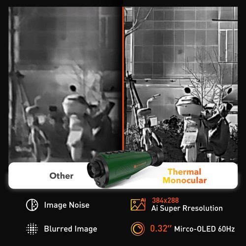 Thermal Monocular AI384x288, 0.32"(800x600)screen, for with Infrared Heat Vision - Picture 6 of 22