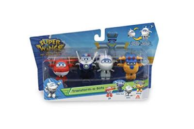 Super Wings EU720040H Transform-a-Bots 4pk - Jett & Paul & Astra & Build-It Donn