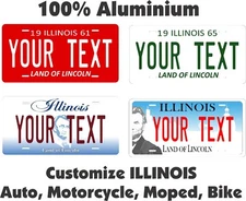 Illinois Custom Personalized Car Motorcycle Moped Bike Bicycle License plate Tag