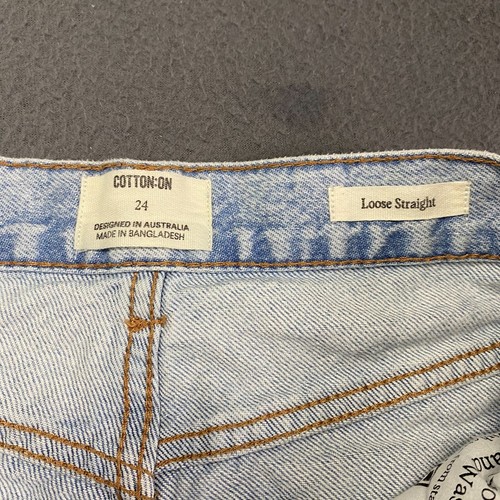 Cotton On Jeans Women 24x26.5 Blue Denim Light Wash Losse Fit Straight Leg Retro - Picture 8 of 14