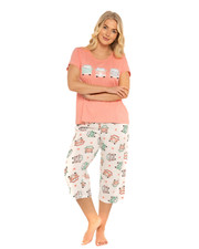 Suzy & Me Womens Crop Pyjamas in 100% Cotton Jersey With Short Sleeves