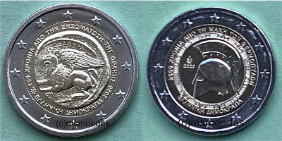 Griechenland 2 x 2 Euro 2020 Thrakien + Thermopylen Gedenkmünzen coins