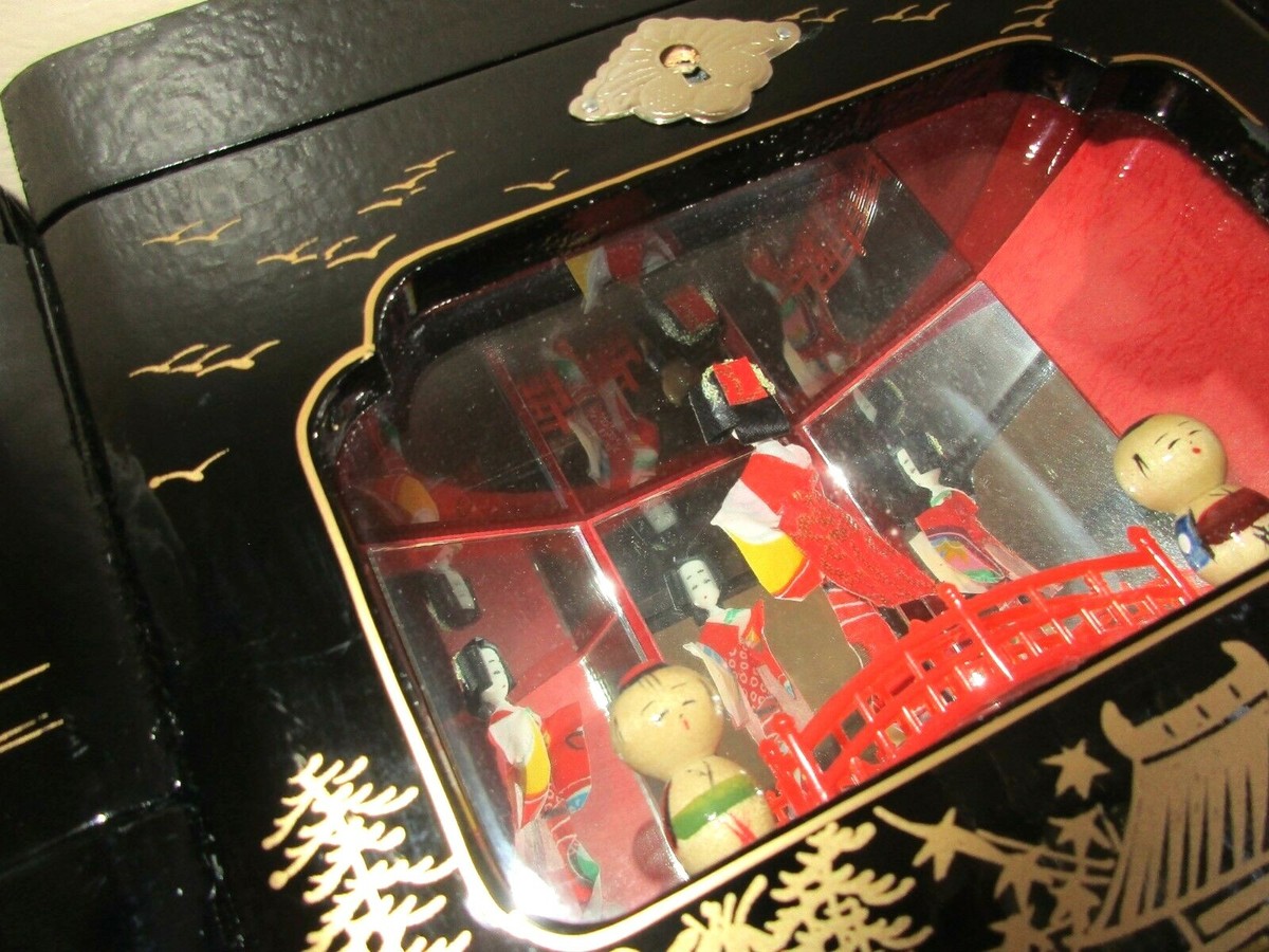 TOYO Lacquered Japanese Jewelry Box, Geisha Girl, Lock/Key, EUC | eBay