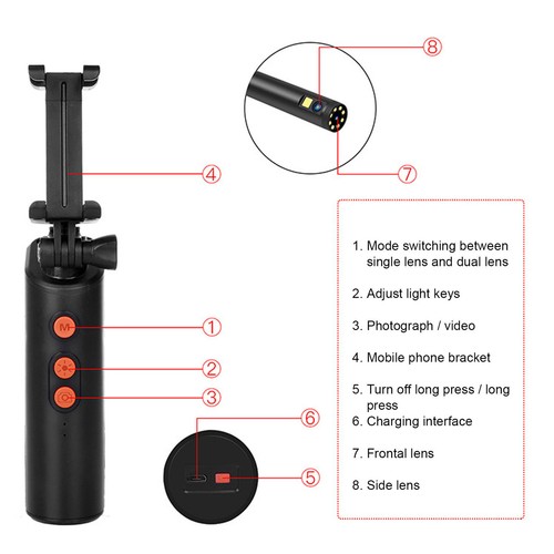 (2m)1080P Dual Lens WiFi Endoskop Industrie Endoskop 8mm IP68 Wasserdichte - Bild 20 von 24
