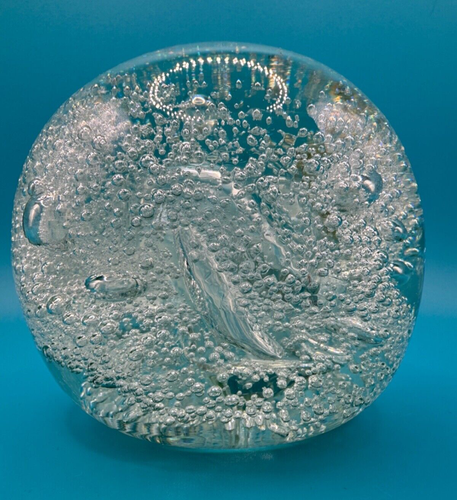 Vintage Paperweight Handblown Glass Souffle Bouche French Clear Sphere - Picture 2 of 12