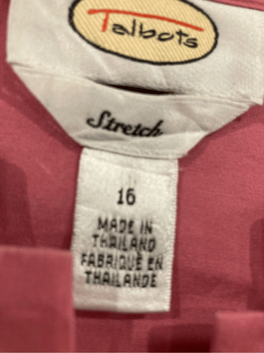 Blusa Camisa Talbots Elastizada Para Mujer Talla 16 Botón Frontal Rosa Mangas Largas - Imagen 4 de 8