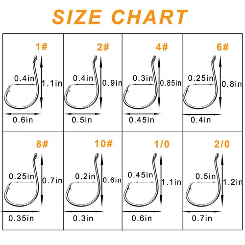 200pcs 2X Strong Offset Sport Circle Fishing Hooks 7384 Black Octopus Fish Hooks - Picture 5 of 42