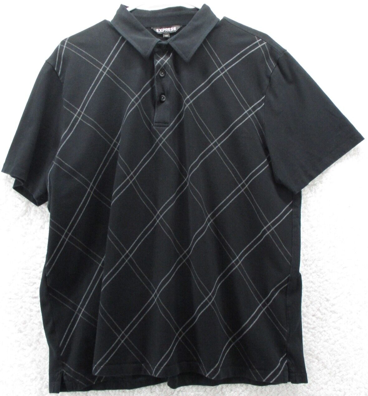 Express Polo Shirt Men's Extra Large Short Sleeve Black Argyle eBay