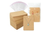 Earring Cards Necklace Display With Bags 150Pcs Self-Seal Bags Kraft Paper Brown